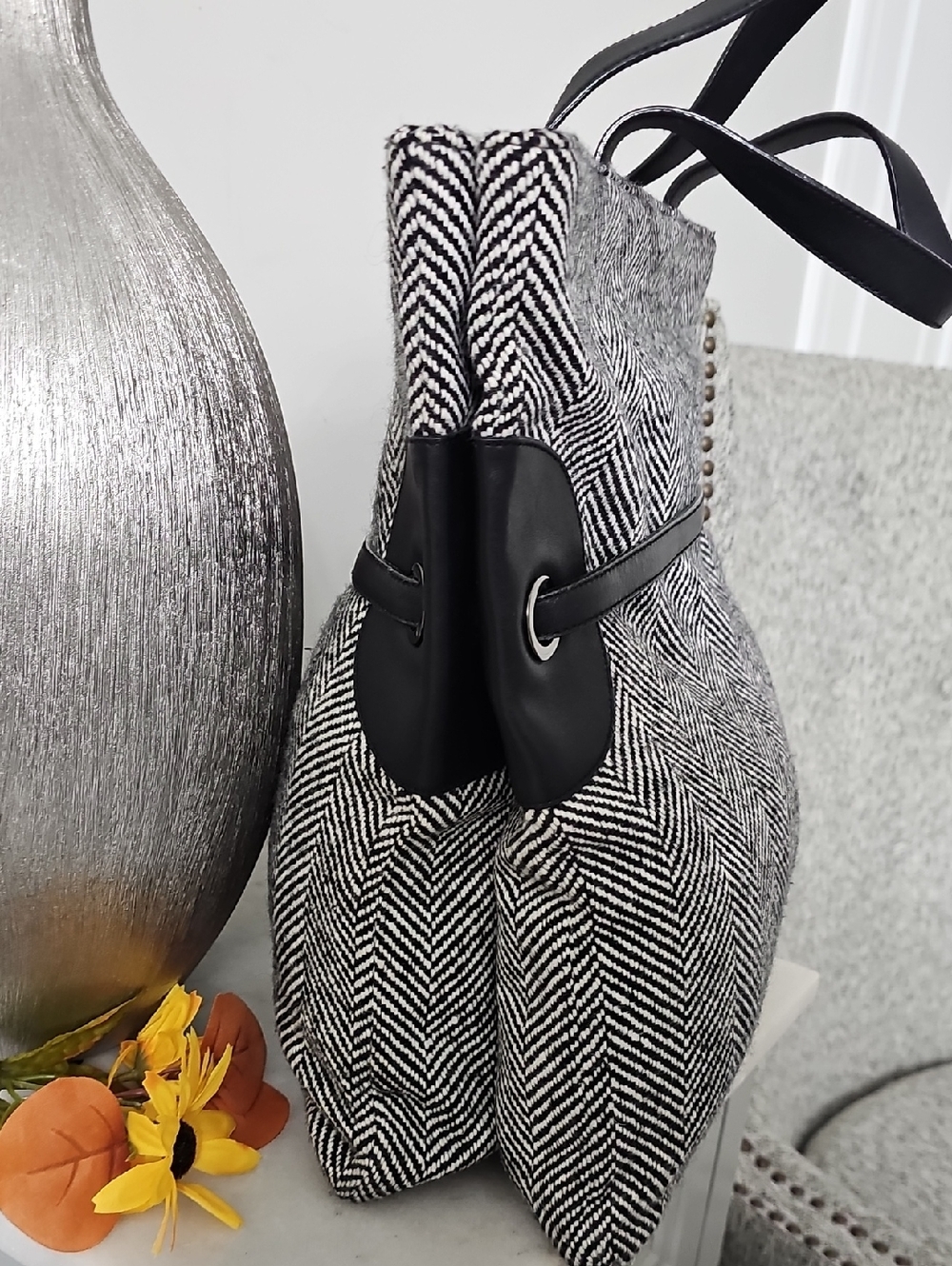 Furla Herringbone Tweed 2-way Tote Bag - Picture 5 of 16